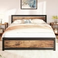 thumbnail image 3 of Luku King Bed Frame with Wooden Headboard, 14" Industrial Platform, 3 of 7