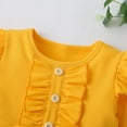 thumbnail image 3 of New Kids Dresses for Girl Sweet Cotton Flying Long Sleeve Bow Button Sunflower Print Dress Baby Girl Clothes 2-11Y, 3 of 5