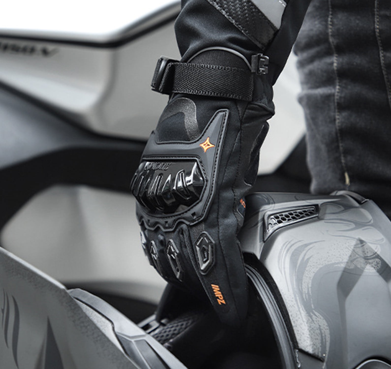 SapphireShack Windproof Motocycle Gloves for Winters, Warm Motorcycle Gloves, PVC Hard Shell Motorcyle Gloves, Touchscreen Motorcycle Riding Gloves for Road Racing( Blue,L ,1 Pairs)
