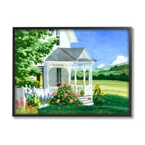 Stupell Industries Cottage Garden Painting Nature Painting Black Framed Art Print Wall Art, 30 x 24