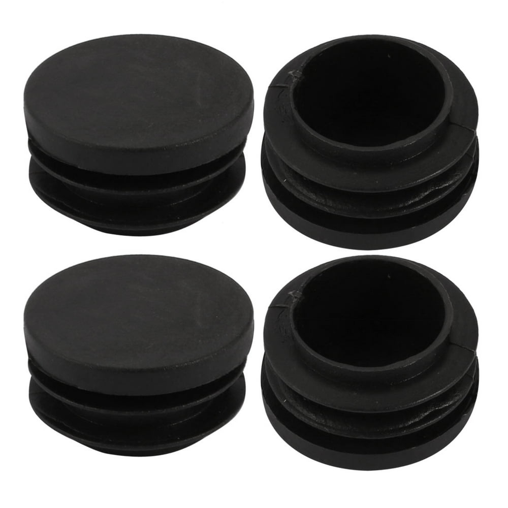 4pcs 35mm Diameter Tube Insert Chair Leg Cap Round Black Plastic Tubing Plug