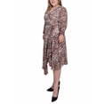 thumbnail image 2 of NY Collection Plus Size 3/4 Sleeve Belted Chiffon Hankerchief Hem Dress, 2 of 4