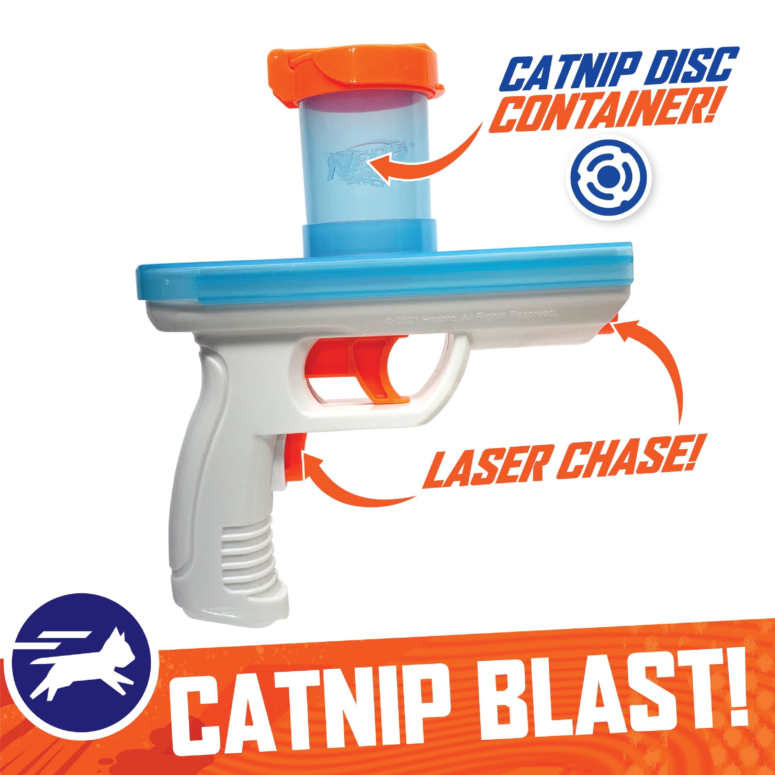 Nerf Catnip Disc Blaster Cat Toy, Small, Pack of 3