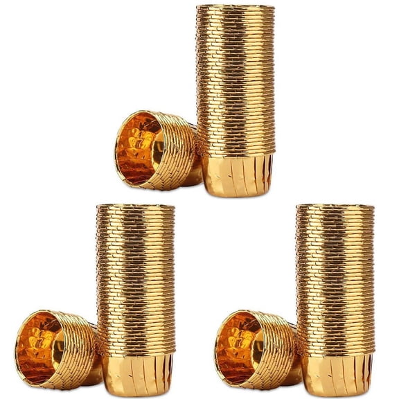 150Pcs Aluminum Foil Cupcake Cups Disposable Muffin Liners Baking Cups Aluminum Cupcake Tip Pan Gold