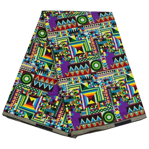 BintaRealWax African Fabric 6 Yards Cotton Wax Print Ankara Fabric for Sewing DIY Party Dress