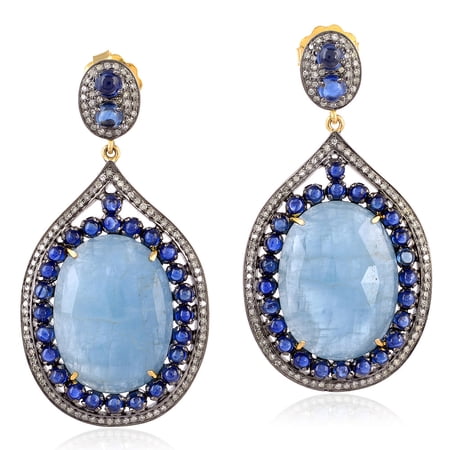 Aquamarine Dangle Earrings 14k Gold 925 Silver Sapphire Jewelry