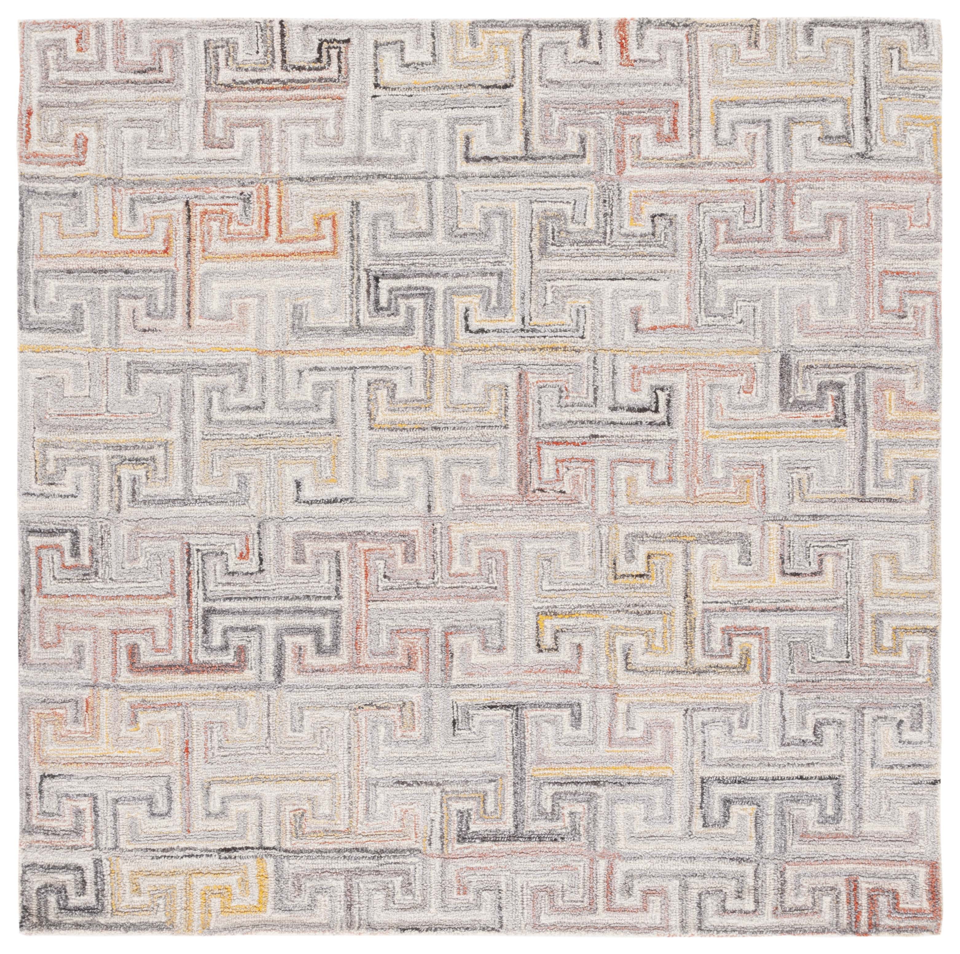 Safavieh Metro Jules Geometric Area Rug, Gray/Rust, 6' x 6' Square