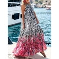 thumbnail image 2 of Fashion Sleeveless Dress Women Casual Holiday Beach Dress Summer Elegant Pattern Print Long Dress Loose Lace-up O Neck DressS Gao Jinjia LED, 2 of 2