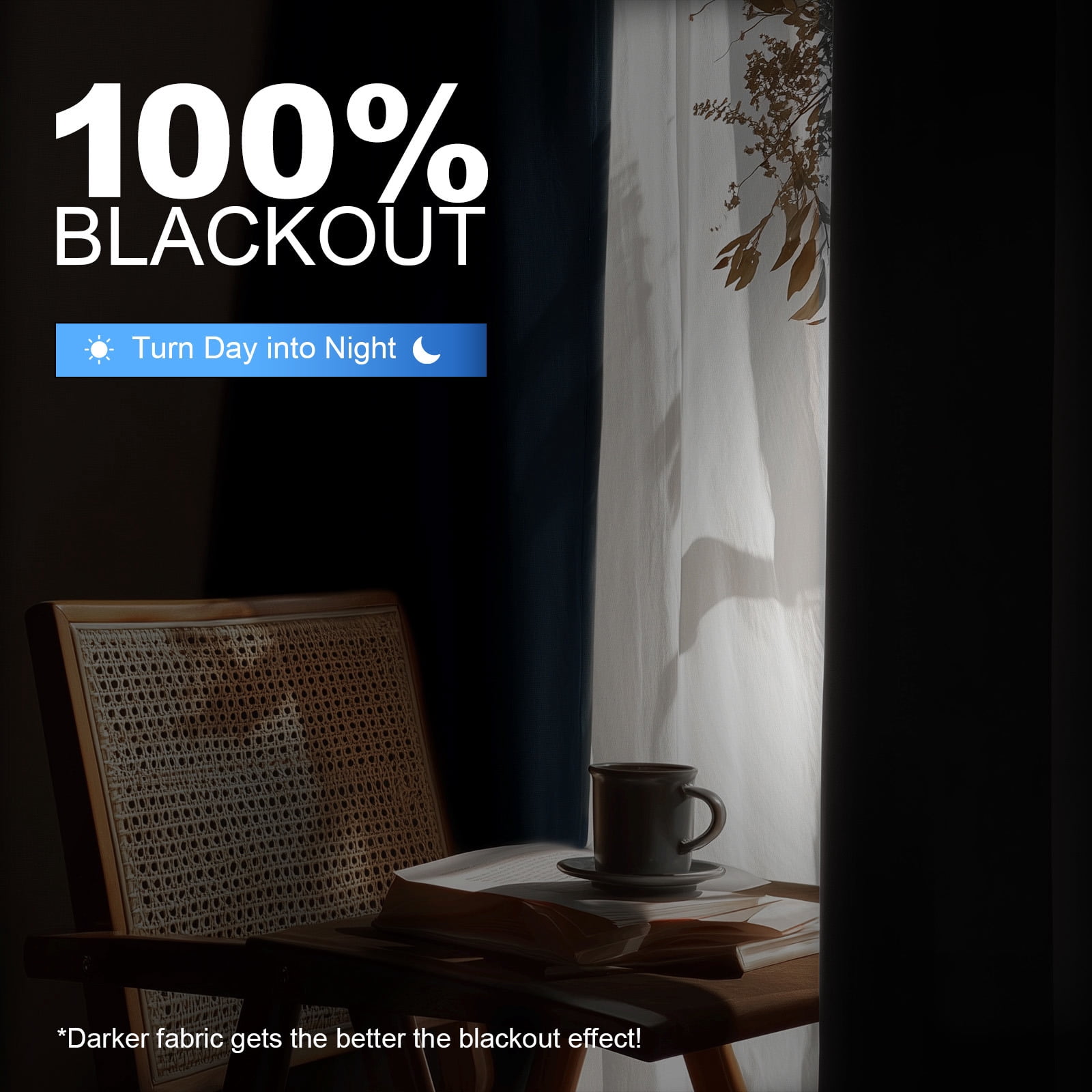 JIATER Blackout Curtains Set of 2 Panels for Bedroom Living Room 42 x 84 inch,Thermal Insulated Room Darkening Blackout Curtains with Grommet,Blue