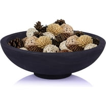 Black Wooden Bowls Decorative, Large Wooden Bowl Farmhouse Table Centerpiece, Round Wooden Fruit Bowl for Entryway Kitchen Counter Coffee Console Table Natural Wood Decor - 13 inch