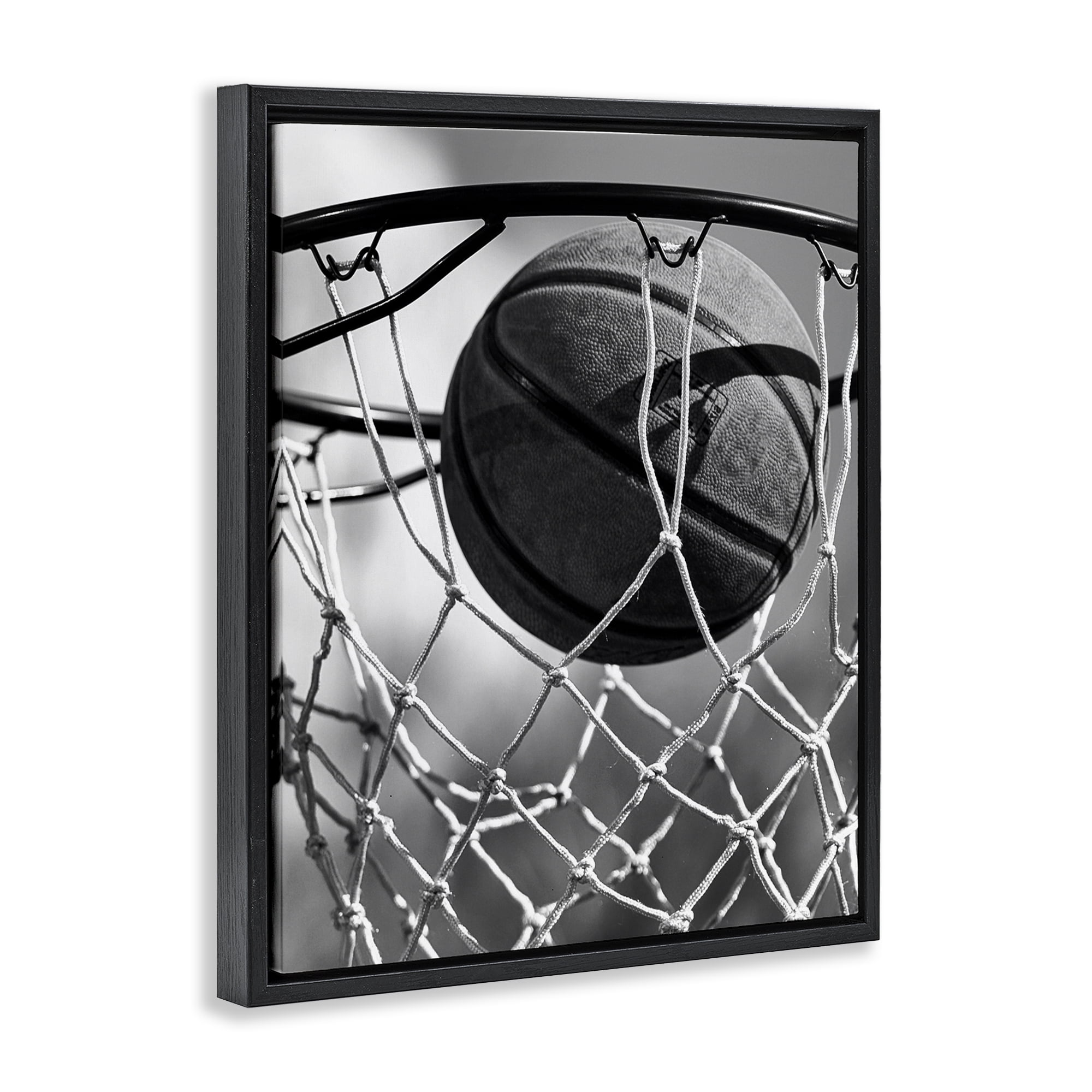 Stupell Industries Winning Basket Shot Black Framed Floater Canvas Wall Art, design by Marcus Prime
