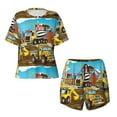 thumbnail image 5 of Wukai Different Construction Site Vehicles Women's Pajama Set,Short-Sleeve Top and Shorts with Elastic Waistband and Pockets for Loungewear, Yoga, and Casual Wear-X-Large, 5 of 8