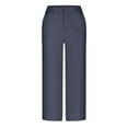 thumbnail image 4 of JSheng Women's Casual Suit Pants Trendy Women's Suit Pants Loose Comfortable Cropped Pants with Pocket Navy XL, 4 of 5