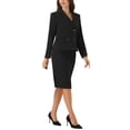 thumbnail image 4 of Conjunto de falda de traje de 2 piezas para mujeres, atuendos de trabajo de manga larga, chaqueta blazer, conjunto de faldas lápiz M negro, 4 of 6