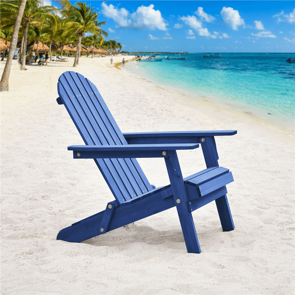 Alden Design Wooden Adirondack Chair, Blue for Patio
