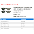thumbnail image 2 of Rear Brake Pad Set - Compatible with 2007 - 2013, 2016 - 2018 BMW X5 2008 2009 2010 2011 2012 2017, 2 of 2