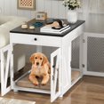 thumbnail image 5 of VOWNER Dog Crate Furniture, Wooden Dog Kennel End Table with USB Charging Station, Storage Drawer, Double Latched Door, Furniture-Style Crate Side Table for Medium Dogs Under 40 lbs Indoor Use, White, 5 of 16