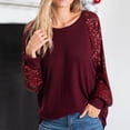 thumbnail image 2 of Tiqkatyck Women Summer Tops Clearance, Women's Sequin Stitched Long Sleeve Women's Round Neck Loose Raglan Sleeve Sweatshirt for Women, Tops for Women Trendy, Casual Tops for Women Wine XL, 2 of 7
