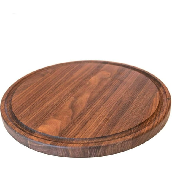 Made in USA Walnut Cutting Board by Virginia Boys Kitchens - Butcher Block made from Sustainable Hardwood (Round - 10.5)