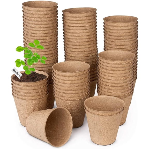 Zhuge 50 Pcs Thickened Peat Pots, 3.15 inches Biodegradable Eco-Friendly Plant Seedling Starters Kit, Seed Germination Trays