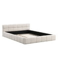 thumbnail image 2 of Christopher Knight Home Minimalist Chenille Queen Upholstered Bed, Tufted Checkerboard Headboard, Light Beige, 2 of 7
