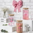 thumbnail image 6 of Coquette Pink Bow Glass Cup with Lid and Straw, 16 Oz Cute Glass Coffee Cup Featuring Inspirational Bible Verse, Girly Preppy Design Aesthetic Iced Coffee Tumbler Perfect Gifts for Teen Girls Women, 6 of 7