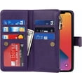 thumbnail image 5 of iPhone 12 Pro Max Phone Case Wallet for Women Men with Credit Card Holder, iPhone 12 Pro Max Crossbody Case with Strap Shoulder Lanyard, Zipper Pocket PU Leather Cases,6.7 Inch Purple, 5 of 14