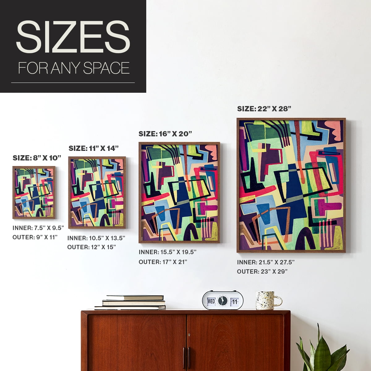 Connected Colors II Framed Print in Brown Solid Wood Framed Print No Nail Hanging