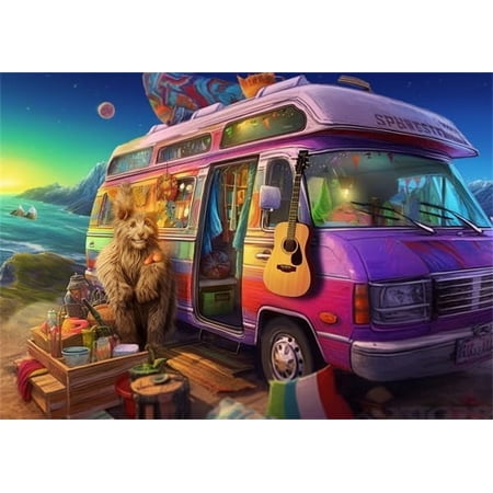 Jigsaw Puzzles 50 Pieces For Adults Station Wagon Camping Car Formation Wooden Educational Games For Family Friend Home Decoration Funny Wall Art Gift