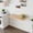 Wood, variant on DRNANLIT Wall Mounted Folding Table, Space Saving Drop Leaf Desk with Solid Wood Top, Heavy Duty Metal Brackets, Multiuse for Home Office Dining Craft, Rounded Edge Safety Design, White