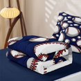 thumbnail image 5 of Erosebridal Cartoon Baseball Lover Zipper Twin Comforter Sets with Fitted Sheet and 2 Pillowcases for Boys Men, Sports Ball Print Zipper Bedding Set, Navy Reversible, 4 Pieces, 5 of 7