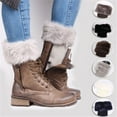 thumbnail image 3 of Fashion Women Winter Ankle Leg Warmers Crochet Knitted Fur Trim Boot Socks Toppers Cuffs Women Leg Warmers Ladies Socks, 3 of 5