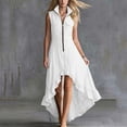 thumbnail image 5 of Women's Solid Color Sleeveless Lapel Zipper Jumpsuit Long Skirt Casual Fashion, 5 of 7