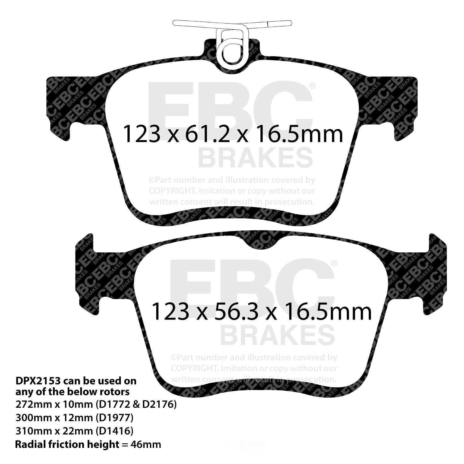 EBC Brakes Greenstuff 6000 Series Heavy Duty 4x4/SUV/Light Truck Brake Pad Set Fits select: 2018-2023 VOLKSWAGEN ATLAS, 2020-2023 VOLKSWAGEN ATLAS CROSS SPORT