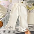 thumbnail image 5 of Crunowin Girls Casual Pants Bow Design Flared Leg Style With Side Pockets Comfortable Long Pants Beige Size 1-2 Years, 5 of 7