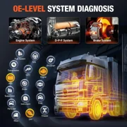 ANCEL HD3400 Pro Heavy Duty Truck Scanner All System Diesel Truck Diagnostic Tool, D-P-F Regen & Oil Reset for Cummins, Detroit, Caterpillar, Paccar, Volvo, Mack, International