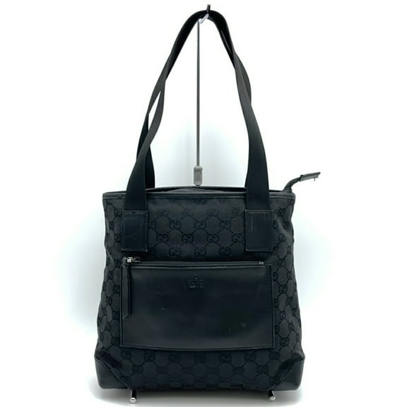 Pre-Owned GUCCI 28893 Tote Bag GG Canvas Leather Black Women Men (Good)