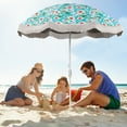 thumbnail image 2 of Gymax 6.5 FT Beach Umbrella w/ Fringe Tassel Umbrella w/ Push Button Tilt Sand Anchor Green, 2 of 10