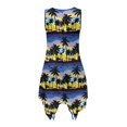 thumbnail image 3 of HELLHERO Sleeveless Sundress, Sunset Palm Sky Side Pockets Sleeveless Dress, Round Neck Irregular Hem Summer Sleeveless Dress for Party Pool Party, 3 of 8