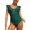green, variant on Beautyin Womens One Piece Bathing Suit Deep V Neck Swimsuit Flounce Ladies Solid Plunging Beachwear