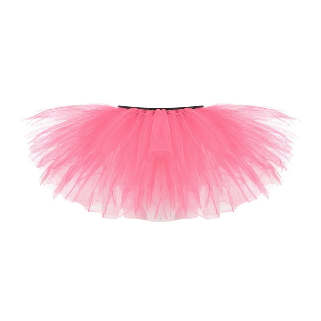 XZNGL Jupe Tutu pour Femme, Jupe Courte Plissée en Maille Rose Vif avec 5 Couches de tulle Transparent et une Taille Élastique en satin. Cette Jupe Mode pour Femme Est Parfaite pour le ballet, les Fêtes, les Tenues Décontractées Ou les Séances Photo. Taille Unique avec une Plage de Taille de 60-106 cm et une Longueur de 28 cm.