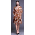 thumbnail image 4 of Bimba Medium Orange Floral Saucer Magnolia Short Caftan Midi Dress Beach Swimwear Cover up Womens Kaftan-S-L, 4 of 5