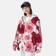 thumbnail image 4 of Pofeuu Rose Print Sun Protection Outdoor Lightweight Full Zip UV Cooling Hoodie Long Sleeve Summer Clothing for Outdoor Hiking-3X-Large, 4 of 5