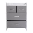 thumbnail image 6 of Emma + Oliver Nightstand with 4 Gray Fabric Drawers, Charging Station with 2 USB Ports/Power Outlet, White Engineered Wood Top, Wood Handles, Metal Frame, 6 of 12