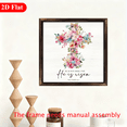 thumbnail image 4 of 1pc Wood Frame Sign Wood Frame Cross, Floral Decoration, Religious Watercolor Style Wooden Wall Art Prints 12x12inch Wood Painting For Living Room Bedroom Office Bathroom Dorm Home Decor,, 4 of 7
