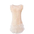 thumbnail image 2 of Womens Beaded Fringe Speakeasy Era Themed Party Outfits Clothes Beige, 2 of 3