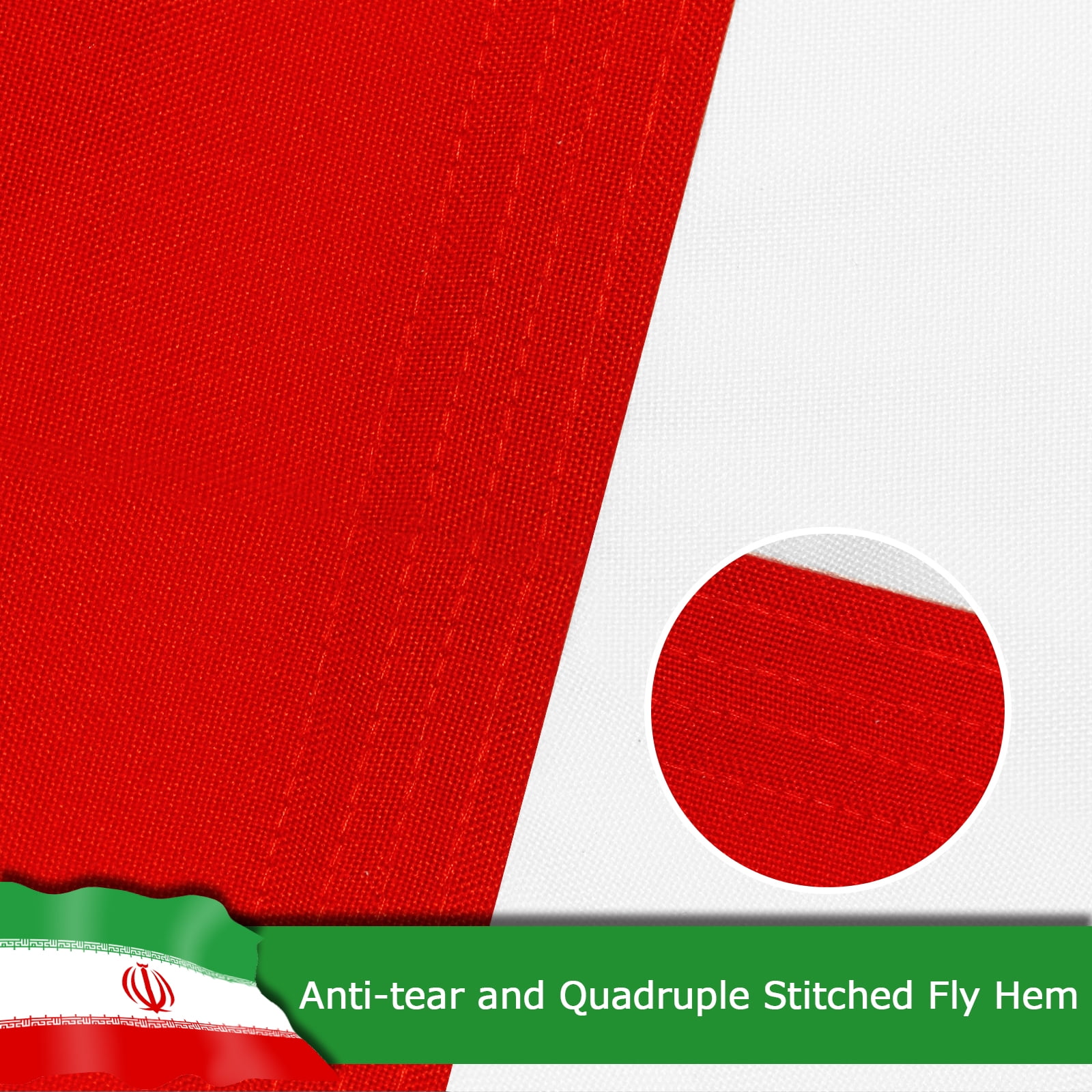 Iran Iranian Flag, 400D Heavy Duty Polyester, Double-Sided Printing, Quadruple Stitched Fly Hem, Fade Resistant, 2 Brass Grommets, National Flag of Iran for Home Outdoor