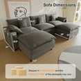 thumbnail image 6 of Ucloveria 116.5" U-Shaped Modular Sectional Couch With Ottoman, Cup Holders & Charging Ports - Chenille Cloud Couch, 5-Seat Deep Seat Sofa For Living Room, Apartment,Gray, 6 of 8