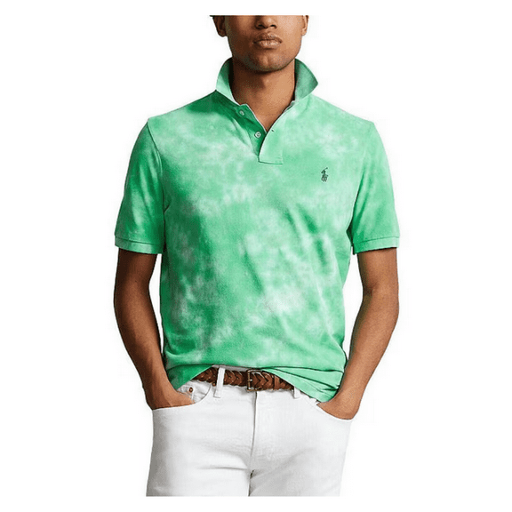 $138 Polo Ralph Lauren Men's Classic-Fit Tie-Dye Mesh S/S Polo Shirt, Green, XL