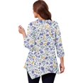 thumbnail image 1 of WTOBBY Women's Curve Floral Hollow Neck Blouse 3/4 Sleeve Chiffon Plus Size Top with Elegant Ruffle Detail Casual Wear,Purple 5XL, 1 of 2